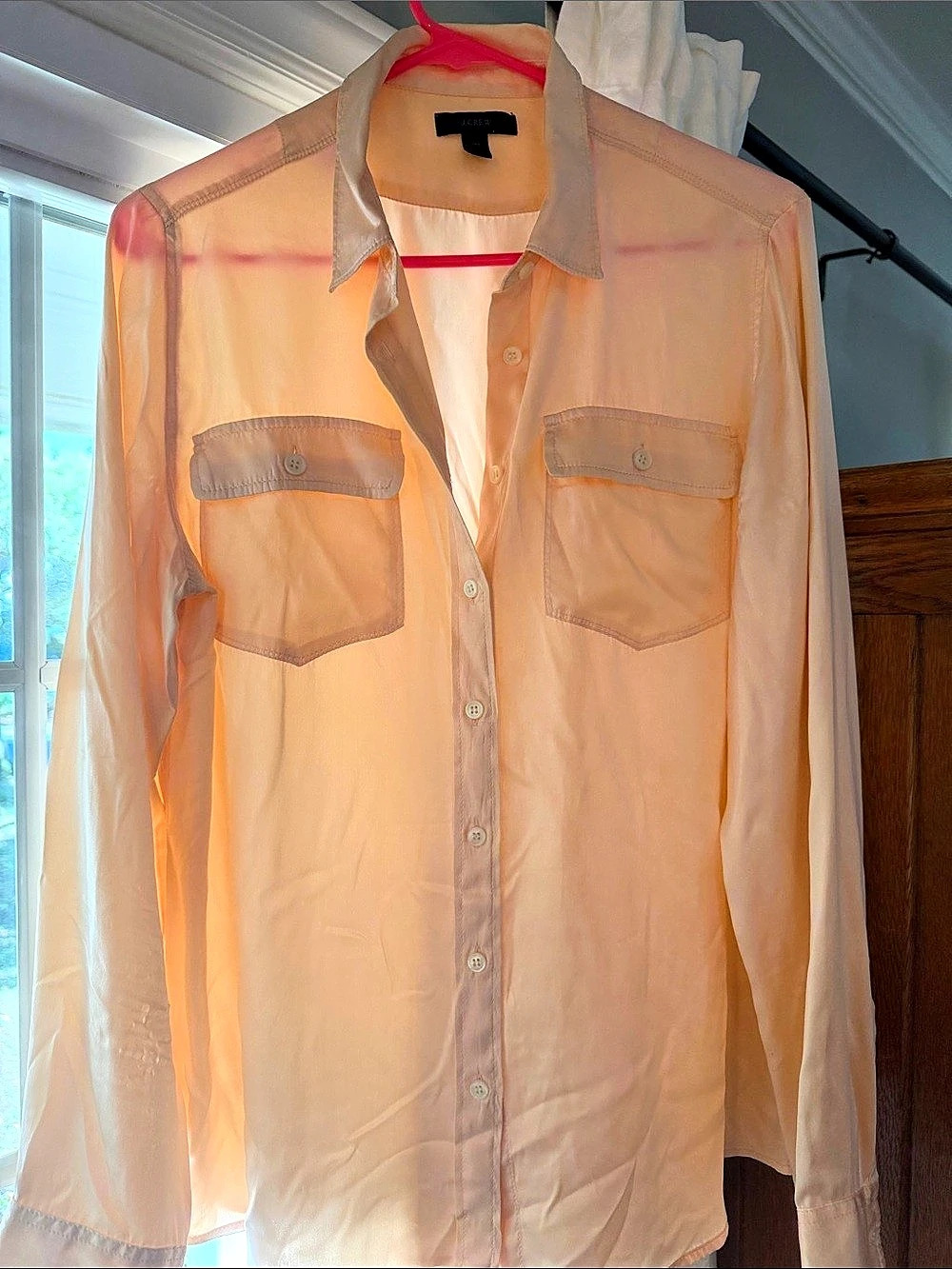 J.Crew Blythe Silk Blouse Button Down Orange Size 10T